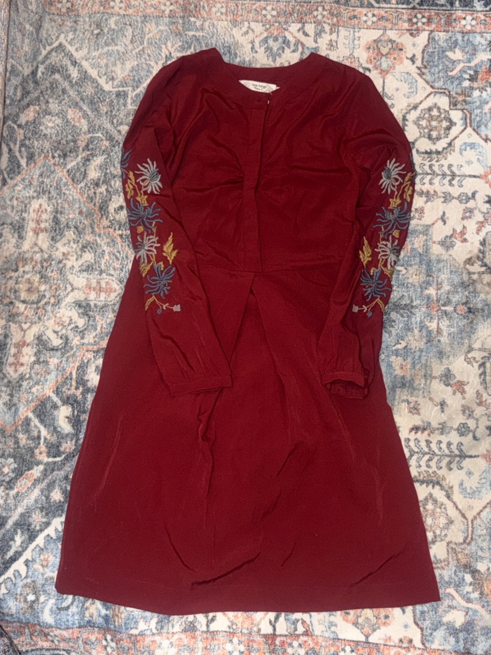 Nice things Paloma s.  Maroon dress with embroidery sleeves.